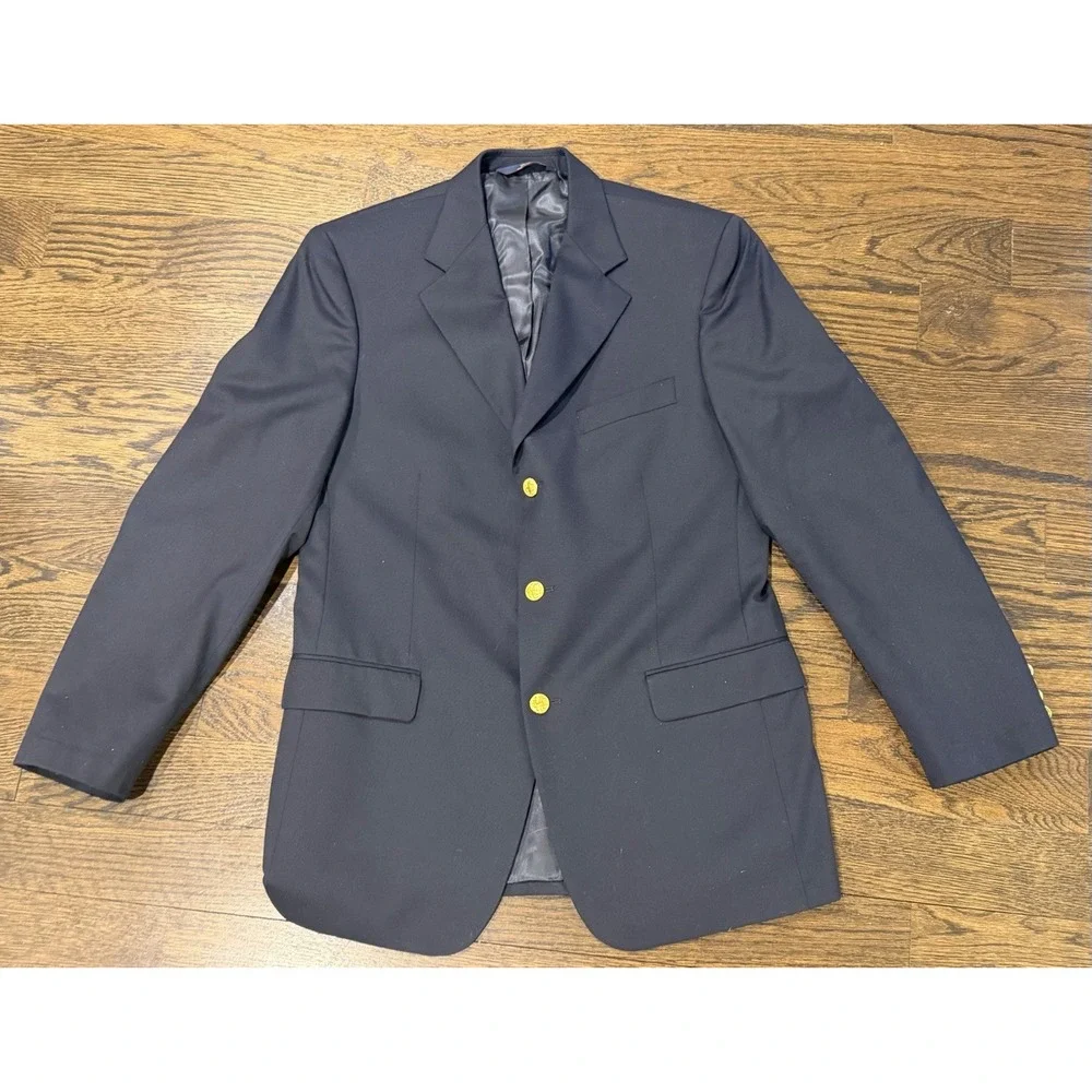Brooks Brothers 346 Madison Fit Blazer Mens 40R Black Button Gold Wedding